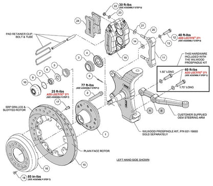 55-57 CHEVY FRONT DISC BRAKE KIT & 2" DROP SPINDLES,12.19",RED