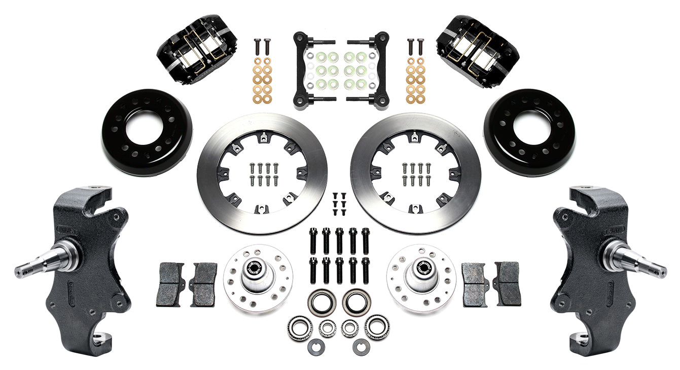 55-57 CHEVY FRONT DISC BRAKE KIT & 2" DROP SPINDLES,12.19",BLACK