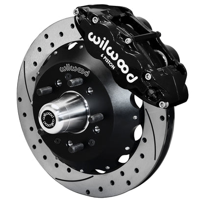 55-57 CHEVY FRONT KIT FOR WWE TRI FIVE PRO SPINDLES,13" DRILLED,BLACK CALIPERS