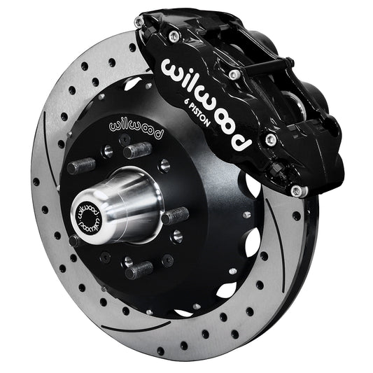 55-57 CHEVY FRONT KIT FOR WWE TRI FIVE PRO SPINDLES,13" DRILLED,BLACK CALIPERS