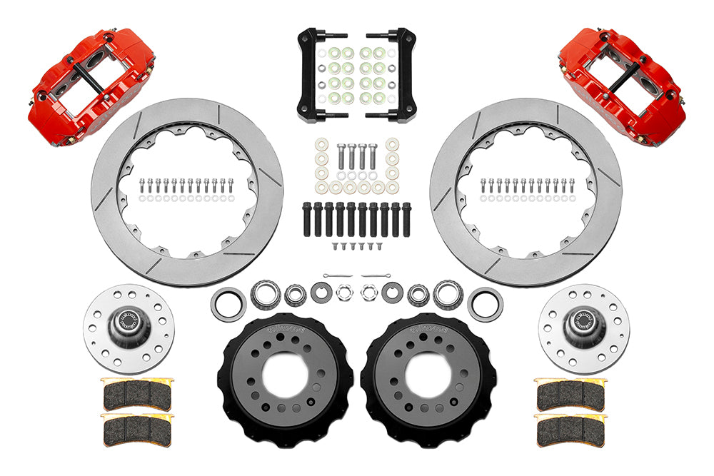 55-57 CHEVY FRONT KIT FOR WWE TRI FIVE PRO SPINDLES,13" ROTORS,RED CALIPERS