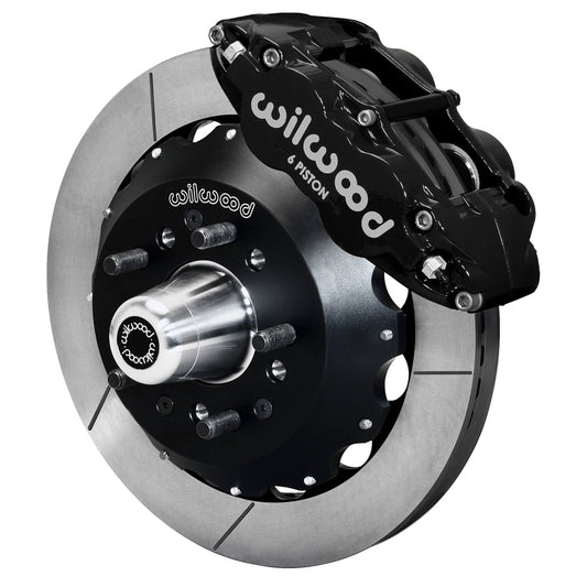 55-57 CHEVY FRONT KIT FOR WWE TRI FIVE PRO SPINDLES,13" ROTORS,BLACK CALIPERS