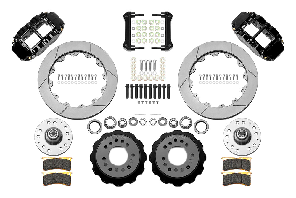 55-57 CHEVY FRONT KIT FOR WWE TRI FIVE PRO SPINDLES,13" ROTORS,BLACK CALIPERS