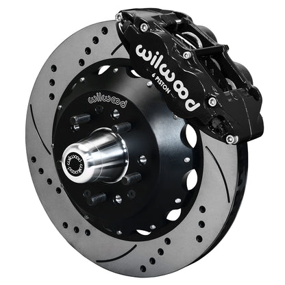 55-57 CHEVY FRONT KIT FOR WWE TRI FIVE PRO SPINDLES,14" DRILLED,BLACK CALIPERS