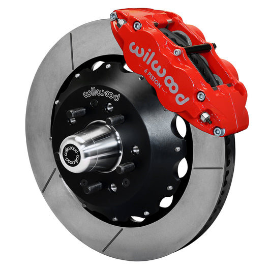 55-57 CHEVY FRONT KIT FOR WWE TRI FIVE PRO SPINDLES,14" ROTORS,RED CALIPERS