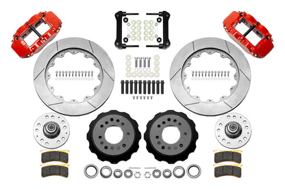 55-57 CHEVY FRONT KIT FOR WWE TRI FIVE PRO SPINDLES,14" ROTORS,RED CALIPERS