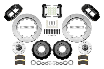 55-57 CHEVY FRONT KIT FOR WWE TRI FIVE PRO SPINDLES,14" ROTORS,BLACK CALIPERS