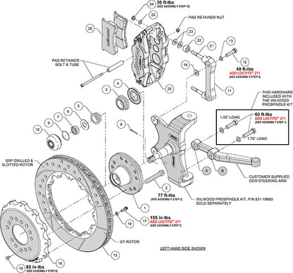 55-57 CHEVY FRONT KIT FOR WWE TRI FIVE PRO SPINDLES,14" ROTORS,BLACK CALIPERS