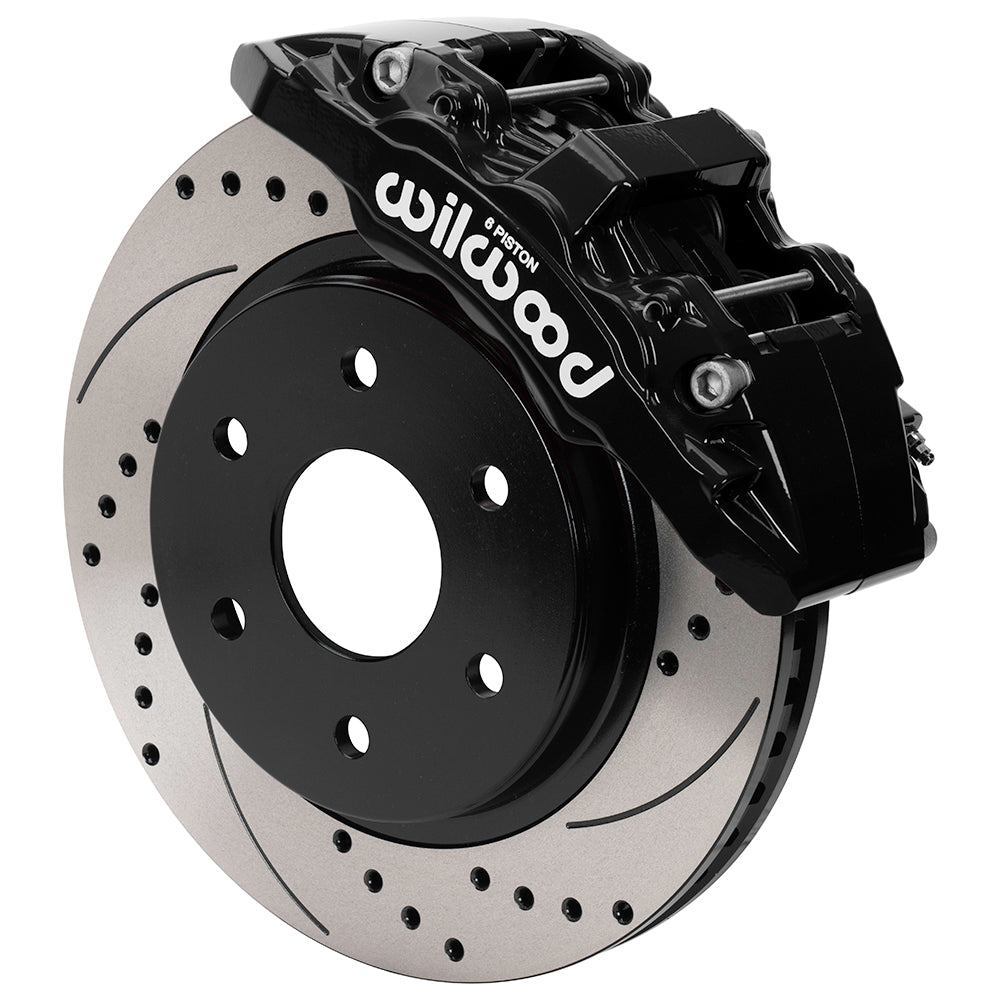 21-UP FORD F-150,FRONT,AERO 6 PISTON,13.38" DRILLED ROTORS,BLACK CALIPERS