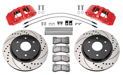 21-UP FORD F-150,FRONT,AERO 6 PISTON,13.38" DRILLED ROTORS,RED CALIPERS