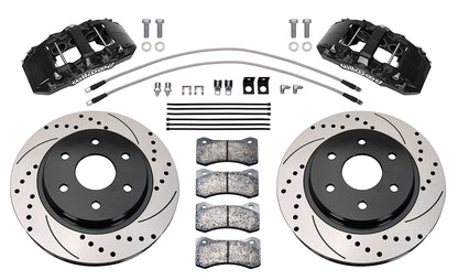 21-UP FORD F-150,FRONT,AERO 6 PISTON,13.38" DRILLED ROTORS,BLACK CALIPERS