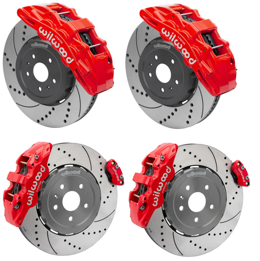 20-23 CORVETTE FULL DISC BRAKE KIT,15" DRILLED ROTORS,RED CALIPERS