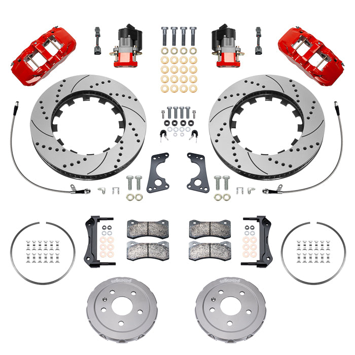 20-23 CORVETTE FULL DISC BRAKE KIT,15" DRILLED ROTORS,RED CALIPERS