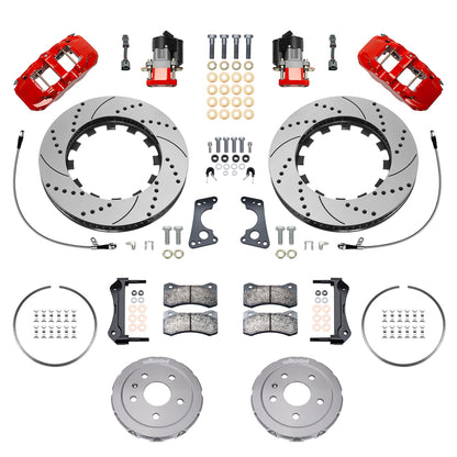20-23 CORVETTE FULL DISC BRAKE KIT,15" DRILLED ROTORS,RED CALIPERS