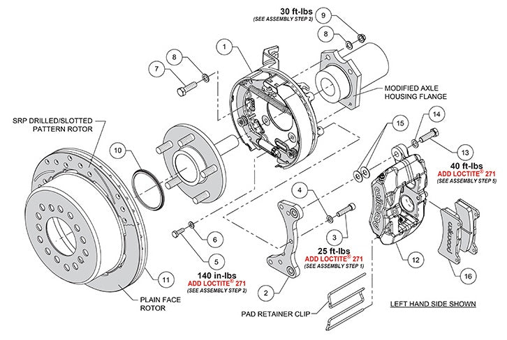GM G-BODY BRAKE KIT,2.62",REAR PB,DYNAPRO LOW PROFILE CALIPERS,11" DRILLED,RED