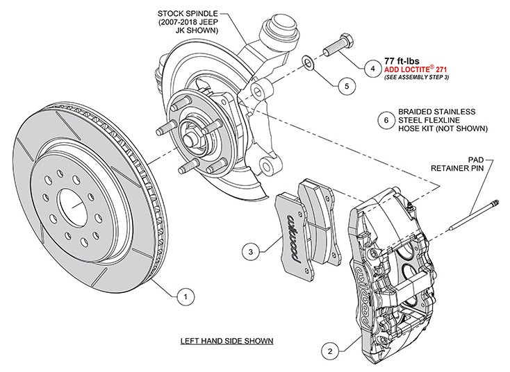 07-18 JEEP JK WRANGLER,FRONT,AERO 6 PISTON,13.38" DRILLED ROTORS,RED CALIPERS