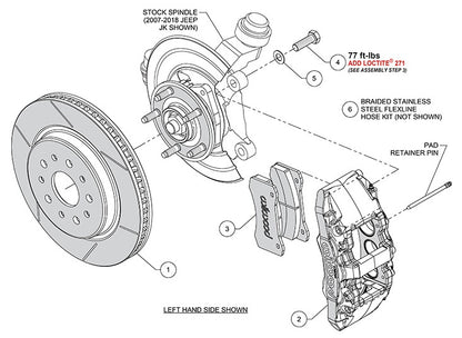 07-18 JEEP JK WRANGLER,FRONT,AERO 6 PISTON,13.38" DRILLED ROTORS,RED CALIPERS