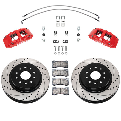 18-21 JEEP JL WRANGLER,FRONT,AERO 6 PISTON,13.38" DRILLED ROTORS,RED CALIPERS