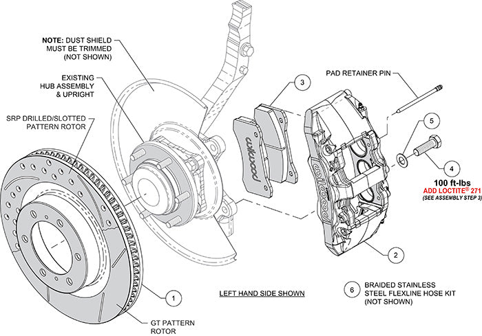 15-21 TOYOTA 4RUNNER,FRONT,AERO6-DM,13.31" DRILLED ROTORS,BLACK CALIPERS