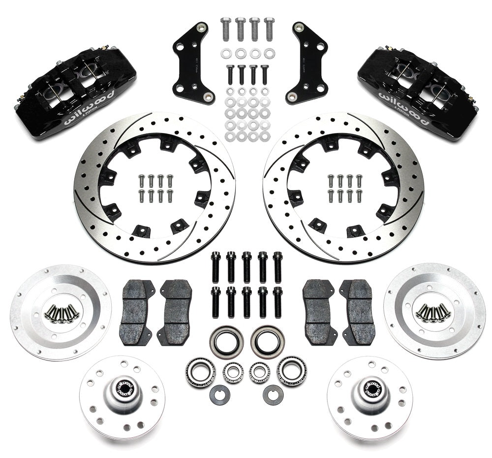 73-83 CDP W/DISC SPINDLES FULL DISC BRAKE KIT,12" DRILLED,6/4 PISTON BLACK