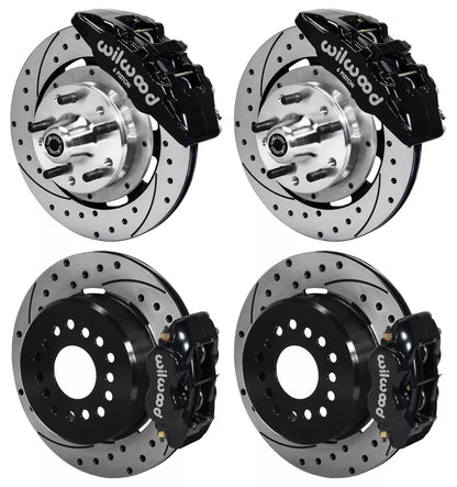 73-83 CDP W/DISC SPINDLES FULL DISC BRAKE KIT,12" DRILLED,6/4 PISTON BLACK