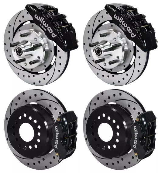 73-83 CDP W/DISC SPINDLES FULL DISC BRAKE KIT,12" DRILLED,6/4 PISTON BLACK