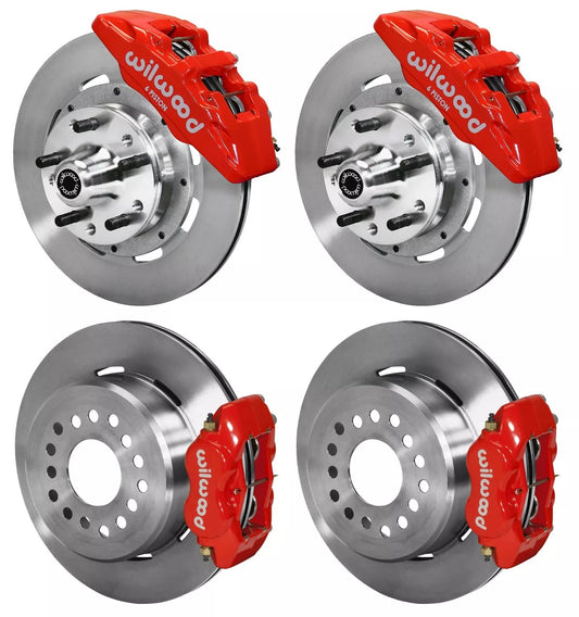 73-83 CDP W/DISC SPINDLES FULL DISC BRAKE KIT,12" ROTORS,6/4 PISTON RED