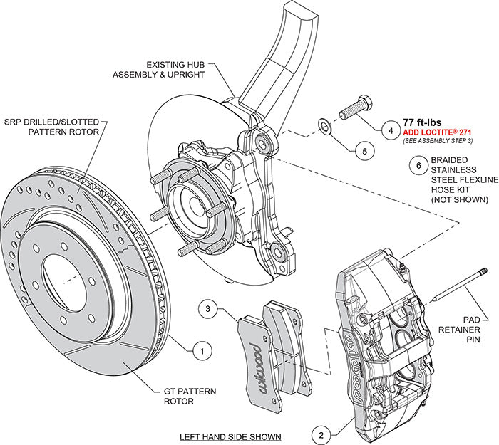 21-24 FORD BRONCO,FRONT,AERO6-DM,13.38" DRILLED ROTORS,RED CALIPERS