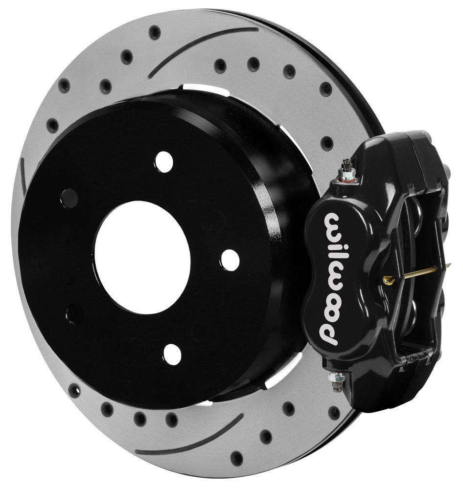 88-98 CHEVY C1500 REAR DISC BRAKE KIT WITH CABLES,12" DRILLED ROTORS,BLACK