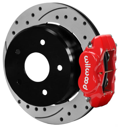 88-98 CHEVY C1500 REAR DISC BRAKE KIT WITH CABLES,12" DRILLED ROTORS,RED