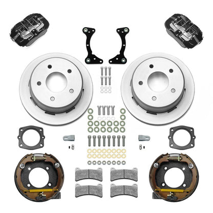 88-98 CHEVY C1500 REAR DISC BRAKE KIT WITH CABLES,12" ROTORS,BLACK CALIPERS