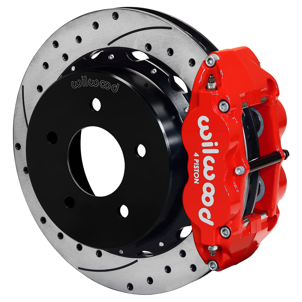 88-98 CHEVY C1500 REAR DISC BRAKE KIT WITH CABLES,13" DRILLED ROTORS,RED