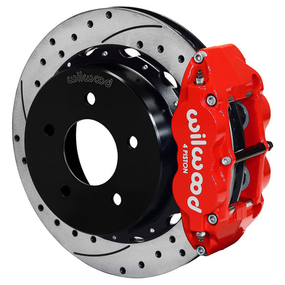 88-98 CHEVY C1500 REAR DISC BRAKE KIT WITH CABLES,13" DRILLED ROTORS,RED