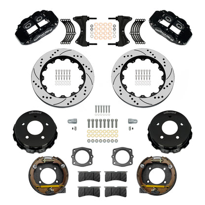 88-98 CHEVY C1500 REAR DISC BRAKE KIT WITH CABLES,13" DRILLED ROTORS,BLACK