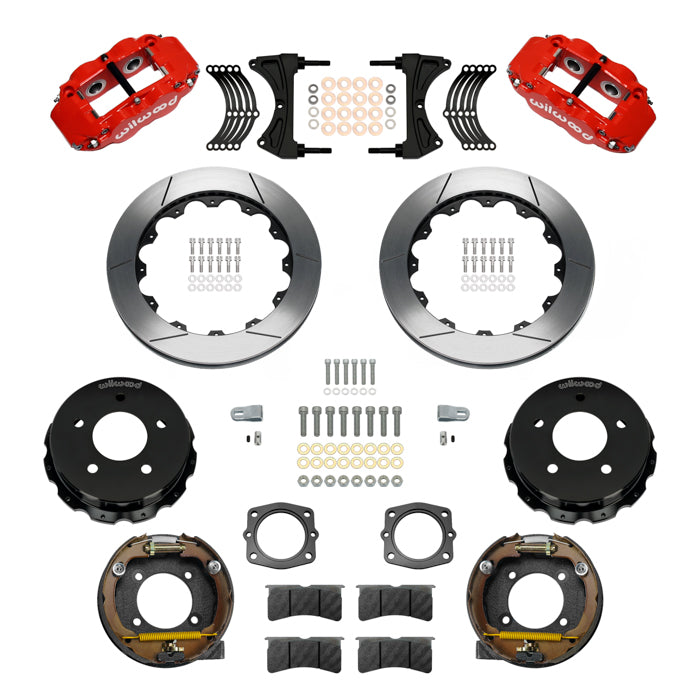 88-98 CHEVY C1500 REAR DISC BRAKE KIT WITH CABLES,13" ROTORS,RED CALIPERS