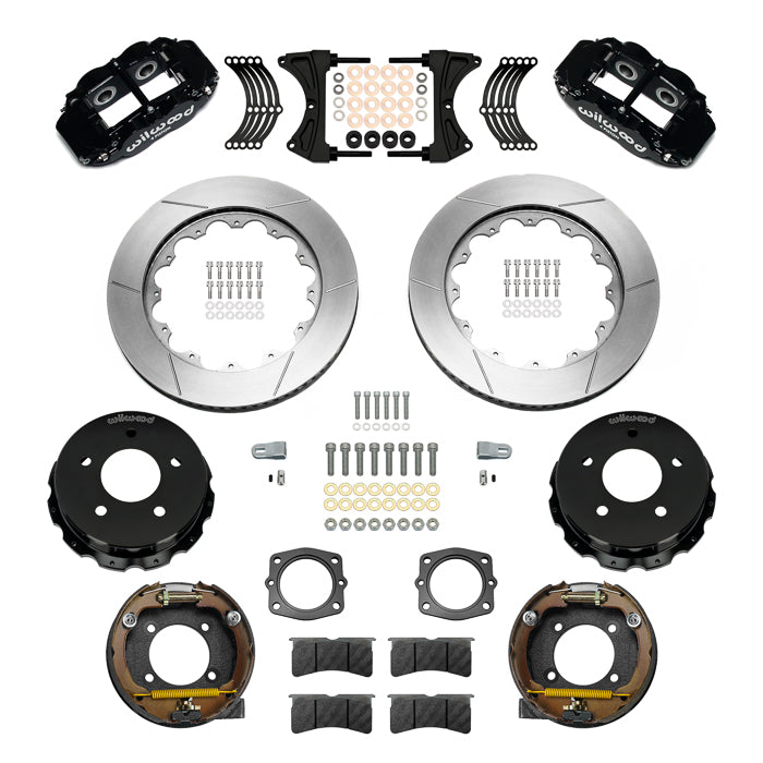 88-98 CHEVY C1500 REAR DISC BRAKE KIT WITH CABLES,14" ROTORS,BLACK CALIPERS