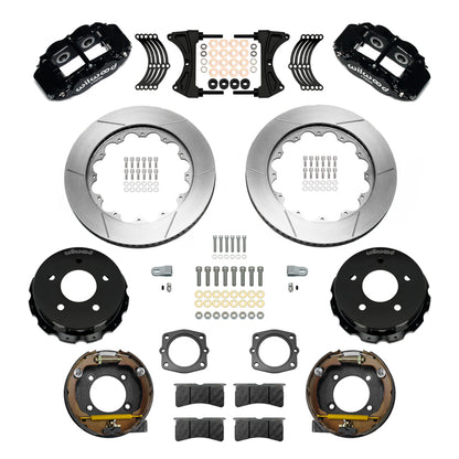 88-98 CHEVY C1500 REAR DISC BRAKE KIT WITH CABLES,14" ROTORS,BLACK CALIPERS