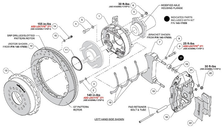 GM G-BODY BRAKE KIT,2.62",REAR PB,FNSL4R CALIPERS,12.88" DRILLED,BLACK