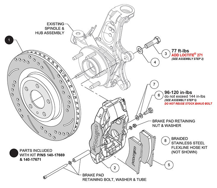 97-04 CORVETTE C5 FRONT SLC5 4 PISTON CALIPER & PAD SET,BLACK