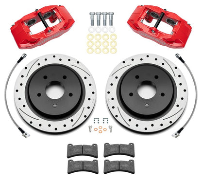 97-04 CORVETTE C5 REAR 4 PISTON CALIPER,PAD & DRILLED 12.00" ROTOR SET,RED