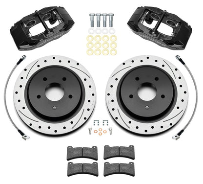 97-04 CORVETTE C5 REAR 4 PISTON CALIPER,PAD & DRILLED 12.00" ROTOR SET,BLACK