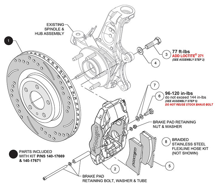 05-13 CORVETTE C6 FRONT 4 PISTON CALIPER,PAD & DRILLED 12.80" ROTOR SET,BLACK