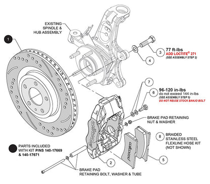 05-13 CORVETTE C6 FRONT 4 PISTON CALIPER,PAD & DRILLED 12.80" ROTOR SET,BLACK