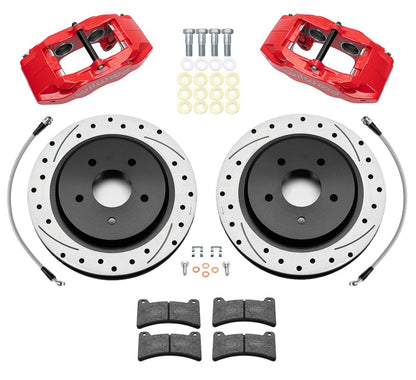 05-13 CORVETTE C5 REAR 4 PISTON CALIPER,PAD & DRILLED 12.00" ROTOR SET,RED