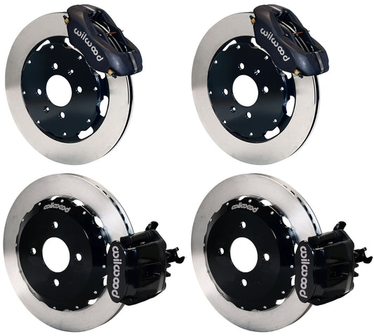 93-00 HONDA CIVIC FULL DISC BRAKE KIT,12" ROTORS,BLACK,2.46 OFFSET REAR