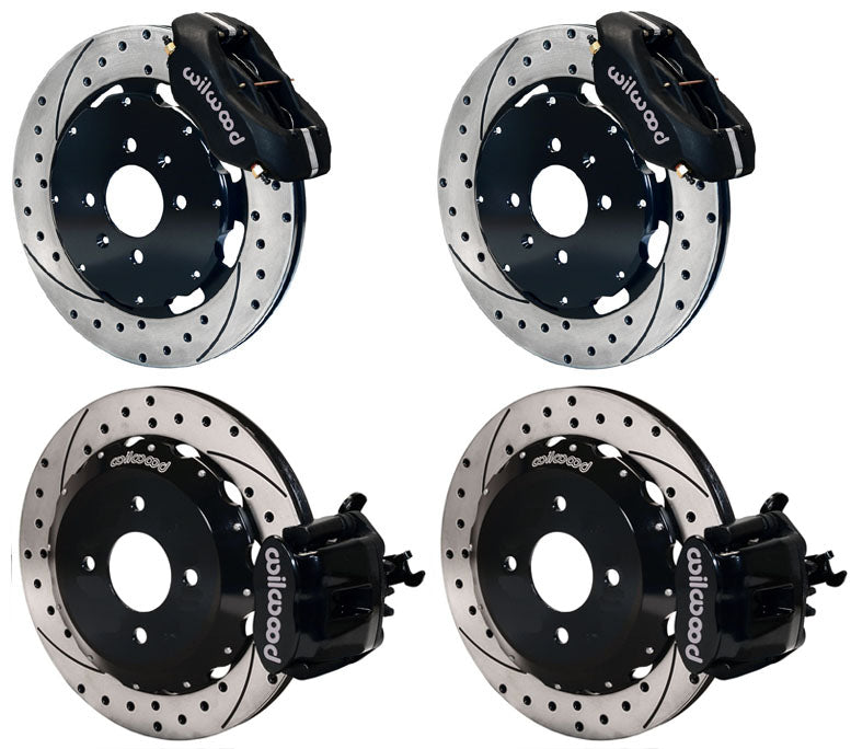 90-95 HONDA CIVIC FULL DISC BRAKE KIT,12" DRILLED,BLACK,2.71 OFFSET REAR