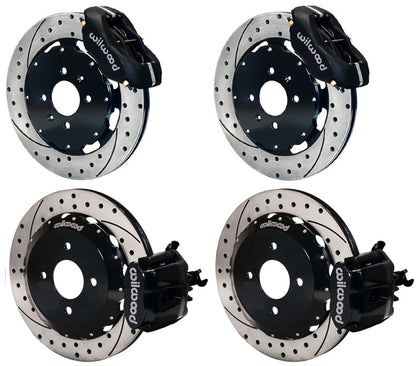 90-95 HONDA CIVIC FULL DISC BRAKE KIT,12" DRILLED,BLACK,2.71 OFFSET REAR