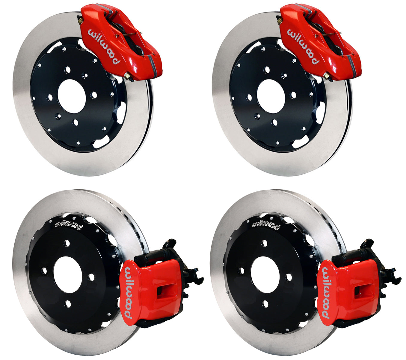 90-95 HONDA CIVIC FULL DISC BRAKE KIT,12" ROTORS,RED,2.71 OFFSET REAR
