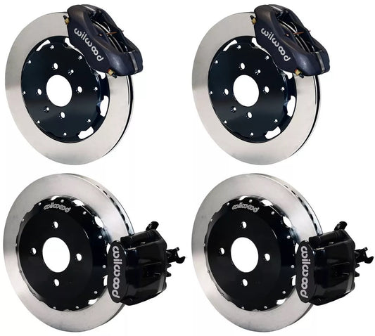 92-00 HONDA CIVIC FULL DISC BRAKE KIT,12" ROTORS,BLACK,2.46 OFFSET REAR