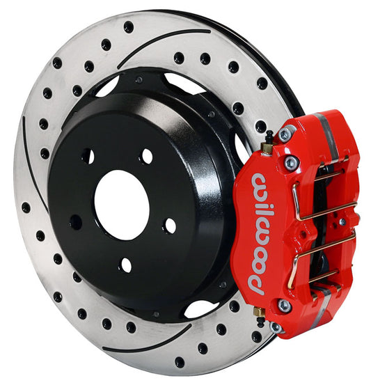 SUBARU IMPREZA,SAAB,REAR,DP,12" DRILLED ROTORS,RED